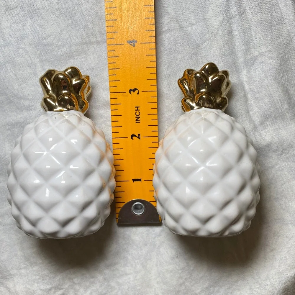 Target Threshold White Gold Pineapple Salt & Pepper Shakers Ceramic Set